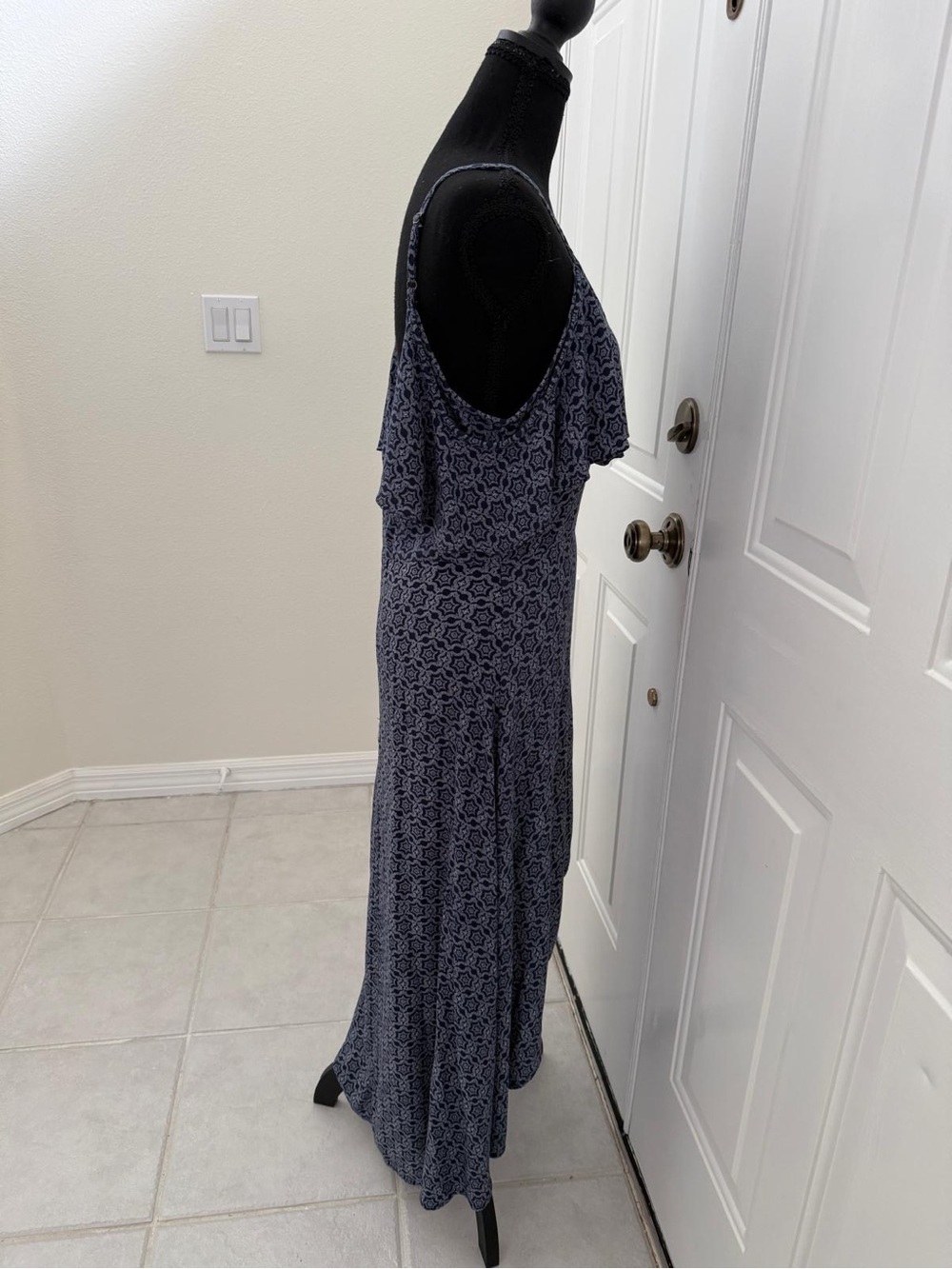 Rewind Navy Blue Floral Ruffle High-Low Dress - Picture 3 of 8